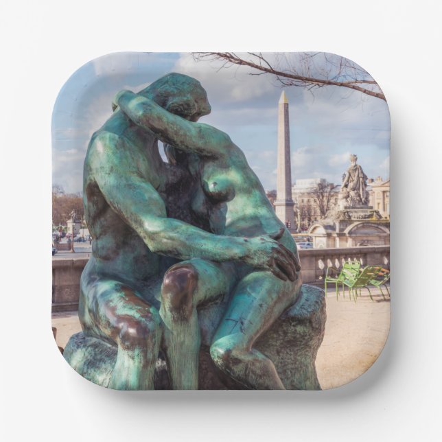Plato De Papel El beso de Auguste Rodin en las Tullerías, París (Anverso)