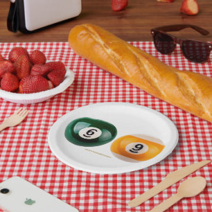 Plato De Papel El billar duro 69 de SlipperyJoe con una bola de b