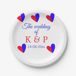 Plato De Papel El boda de agregar el nombre de pareja fecha de la