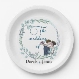 Plato De Papel El boda de los amantes del azul