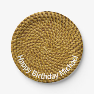 Plato De Papel El Boho bohemiano de mimbre personalizado