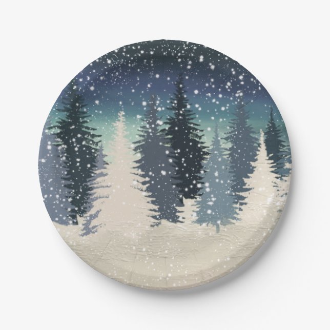 Plato De Papel El bosque del invierno lo dejó nevar (Anverso)
