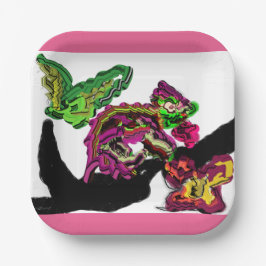 Plato De Papel El bosque lluvioso Chameleon divertido