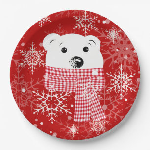 Plato De Papel El bozal de un oso polar, Navidades