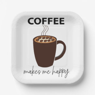 Plato De Papel El café me hace feliz Fiesta del café