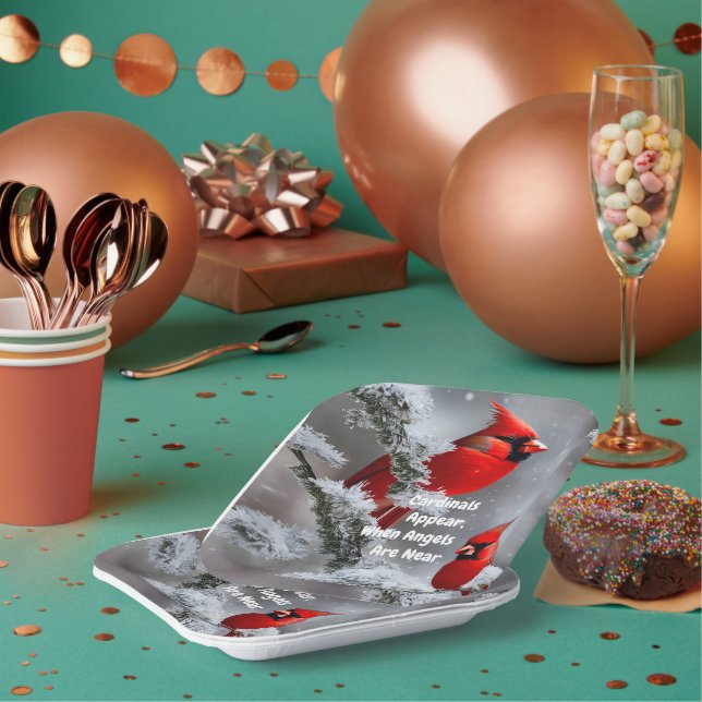 Plato De Papel El cardenal Parece ángeles cerca del recuerdo (Multi)