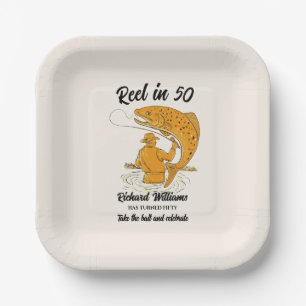 Plato De Papel El carrete en 50 pescadores Vintage
