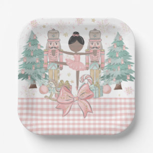 Plato De Papel El Cascanueces Ballet Rosa Pastel Navidad