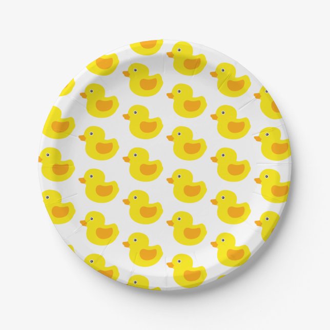 Plato De Papel El caucho amarillo adorable Ducks Duckies (Anverso)