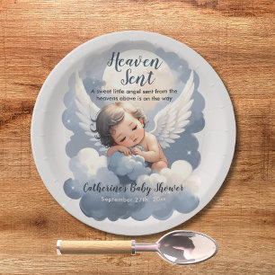 Plato De Papel El Cielo Envió A Angel Baby En El Baby Shower De L