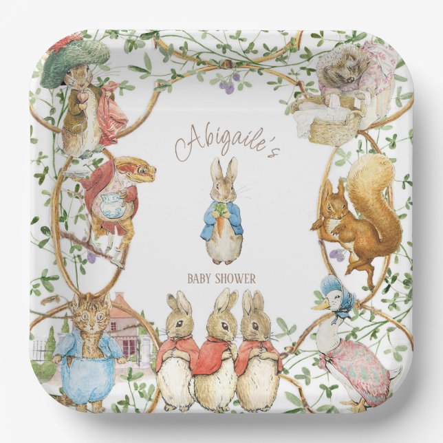 Plato De Papel El clásico Baby Shower Peter the Rabbit (Anverso)