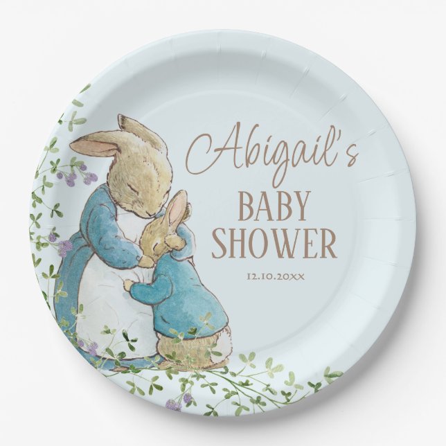 Plato De Papel El clásico Baby Shower Peter the Rabbit (Anverso)