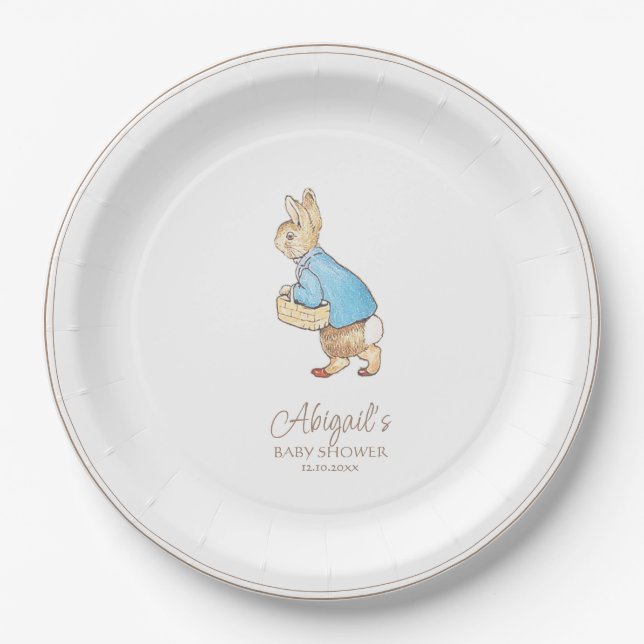 Plato De Papel El clásico Baby Shower Peter the Rabbit (Anverso)