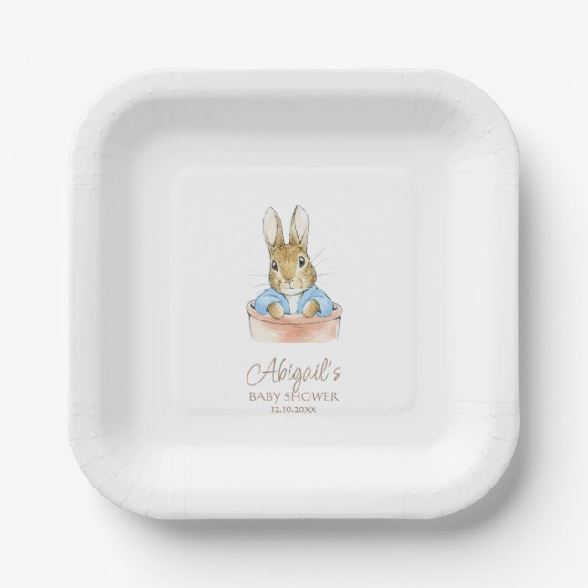Plato De Papel El clásico Baby Shower Peter the Rabbit (Anverso)