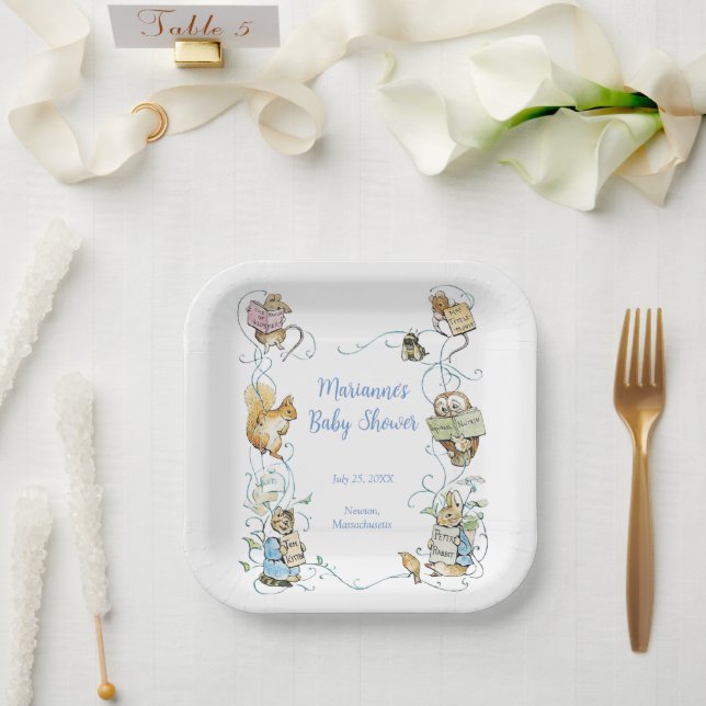 Plato De Papel El clásico Baby Shower Peter the Rabbit (Boda)