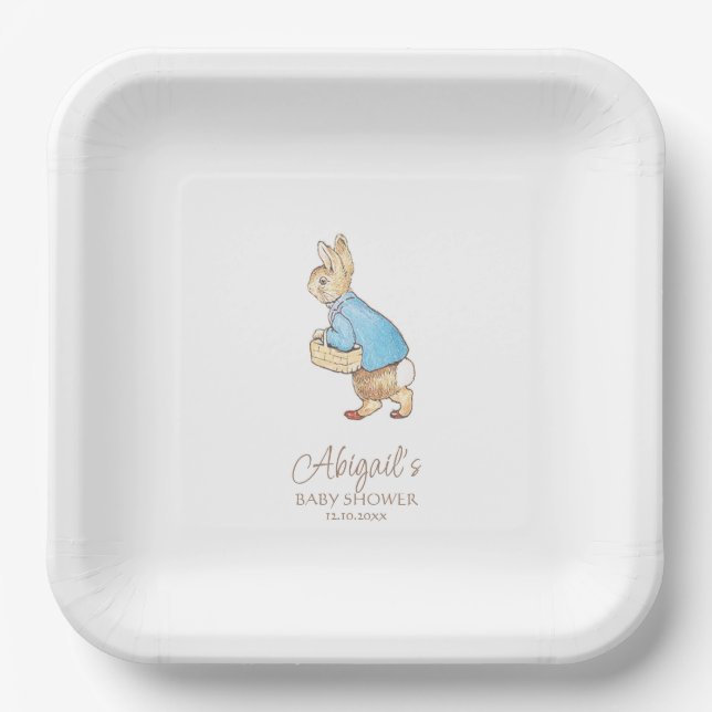Plato De Papel El clásico Baby Shower Peter the Rabbit (Anverso)