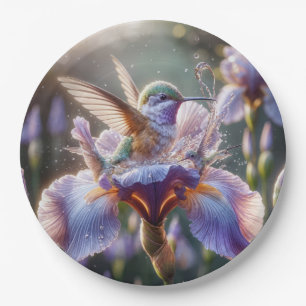 Plato De Papel El Colibrí Se Desploma En Un Iris