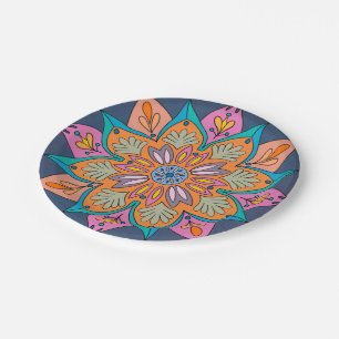Plato De Papel El colorido círculo de la India: Un Mandala decora