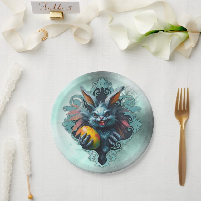 Plato De Papel El conejo espeluznante de Pascua (Boda)