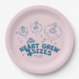 Plato De Papel El corazón de Grinch creció 3 tallas