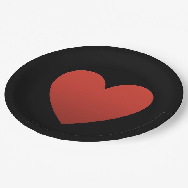 Plato De Papel El corazón rojo en negro (Angular)