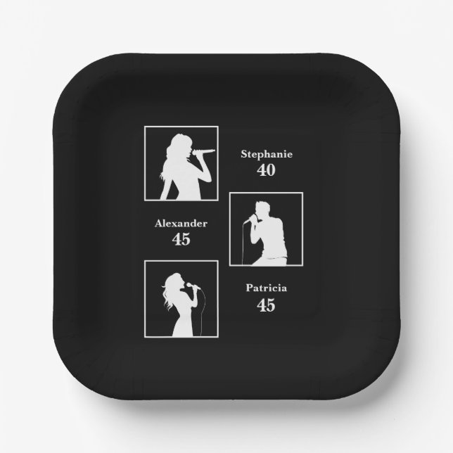 Plato De Papel El cumpleaños conjunto triple el divertido negro M (Anverso)