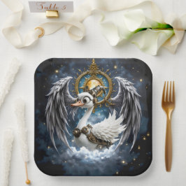 Plato De Papel El Curioso Cisne de Relojería.