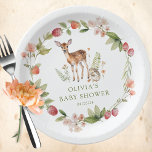 Plato De Papel El delgado Baby Shower de ciervos de la naturaleza<br><div class="desc">Presentamos nuestro adorable diseño de duchas para bebés, perfecto para añadir un toque de encanto de bosque a su evento especial. Estos platos de papel personalizados presentan un diseño bonito de ciervo y hedgehog, capturando la esencia de la naturaleza y creando un ambiente caprichoso. Visite nuestra tienda para ver toda...</div>