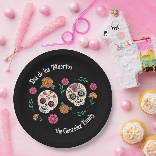 Plato De Papel El día de las calaveras azucareras muertas y las f (Fiesta)