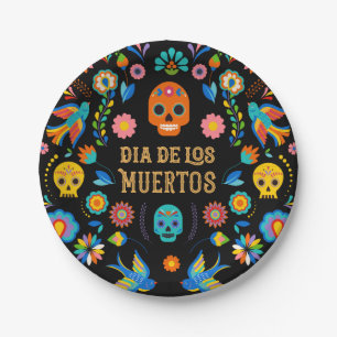 Plato De Papel El día de los muertos se desborda el azúcar