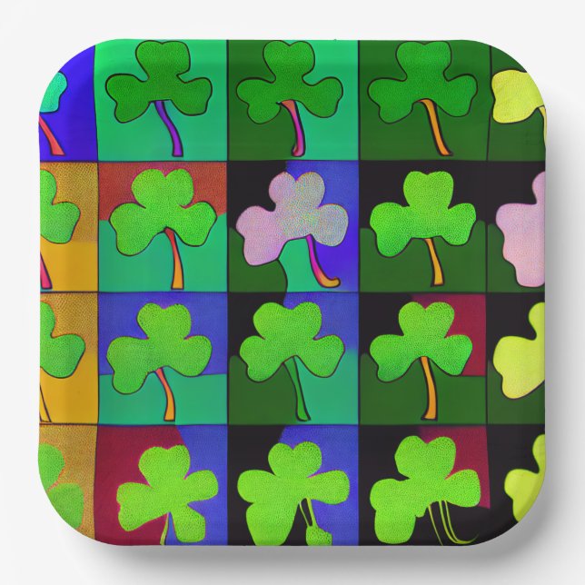 Plato De Papel El Día de San Patricio se sienta con piedras de ch (Anverso)