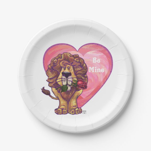 Plato De Papel El día de San Valentín de leones (Anverso)