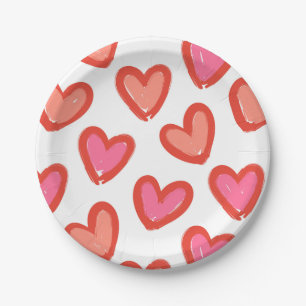Plato De Papel El día de San Valentín de los corazones de amor
