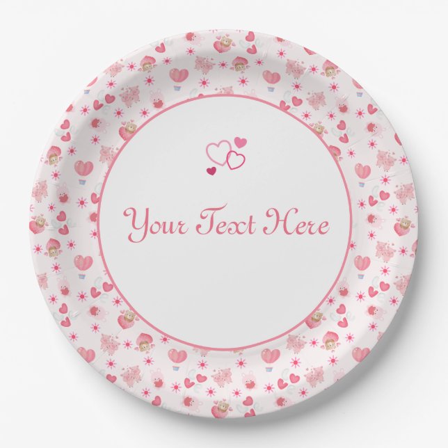 Plato De Papel El día de San Valentín de niños (Anverso)