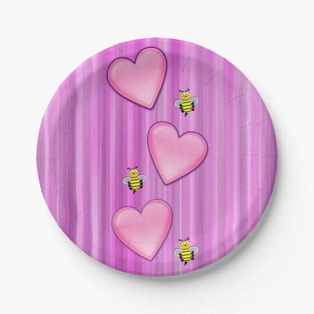 Plato De Papel El día de San Valentín de placas de papel, Bee (Anverso)