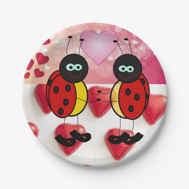 Plato De Papel El día de San Valentín de placas de papel, Ladybug (Anverso)