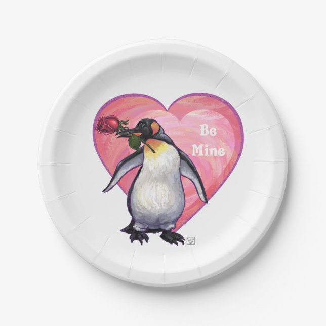 Plato De Papel El día de San Valentín Penguin (Anverso)