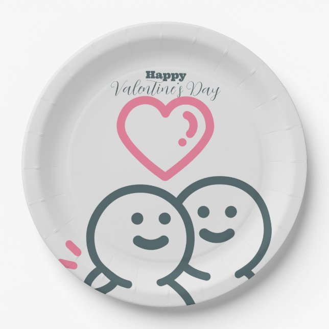 Plato De Papel El día de San Valentín Roundhead (Anverso)
