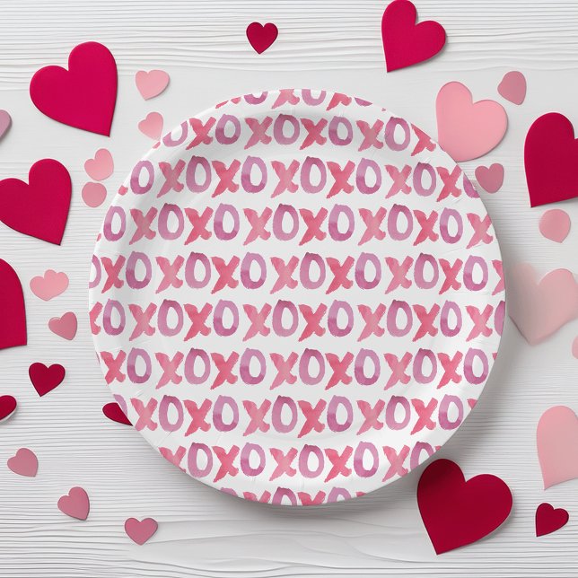 Plato De Papel El día de San Valentín XOXO Patterado (Subido por el creador)