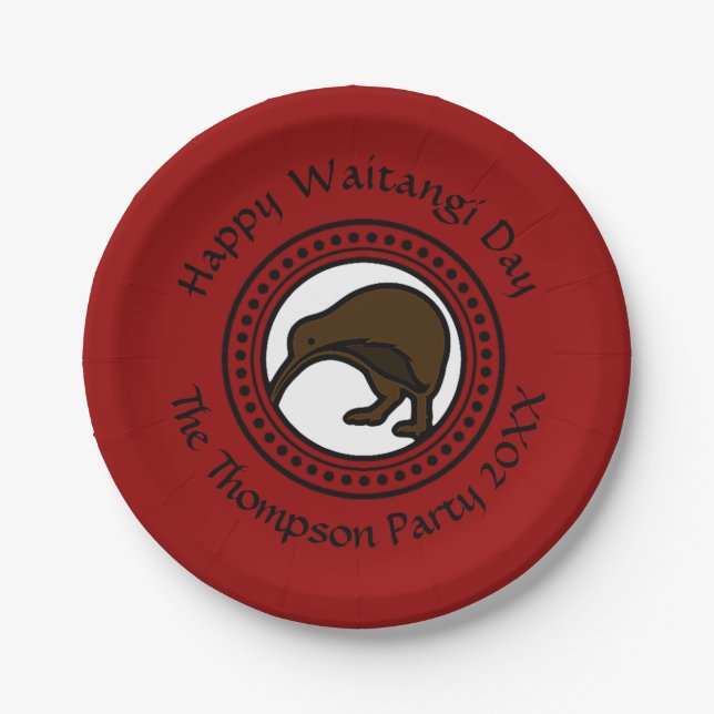 Plato De Papel El Día De Waitangi Puede Editar Texto Nueva Zeland (Anverso)