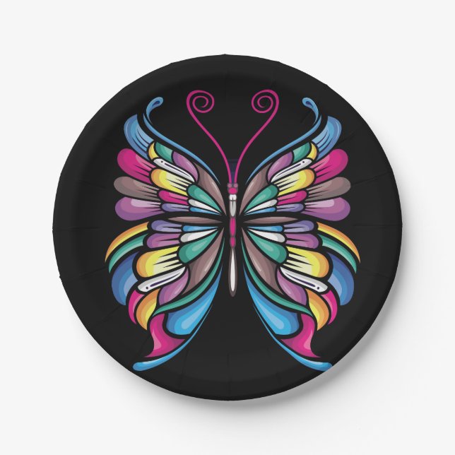 Plato De Papel el diseño de la mariposa (Anverso)