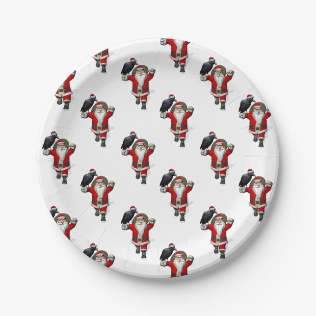 Plato De Papel El dulce Santa Claus ama a Ravens (Anverso)