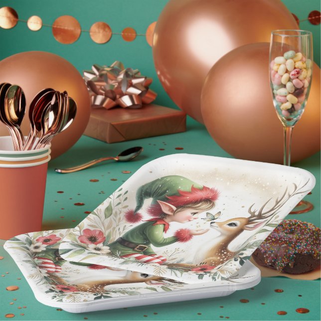 Plato De Papel El Elf Y Los Renos (Multi)