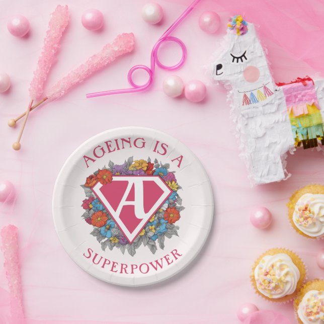 Plato De Papel El envejecimiento es un cumpleaños de superpotenci (Fiesta)