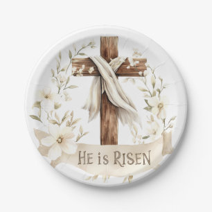 Plato De Papel Él es la Cruz Roja   Pascua