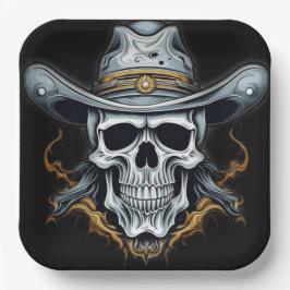 Plato De Papel El esqueleto de Cowboy