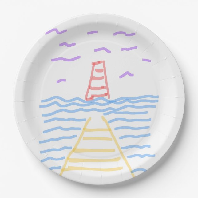 Plato De Papel El faro y el muelle (Anverso)