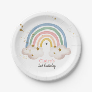 Plato De Papel El Fiesta arcoiris del Boho Pastel moderno