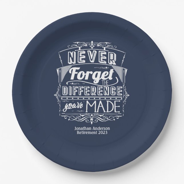 Plato De Papel El Fiesta de jubilación nunca se olvida (Anverso)