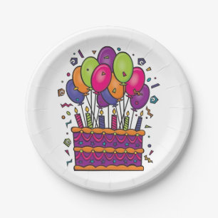 Plato De Papel El fiesta de la torta del feliz cumpleaños platea
